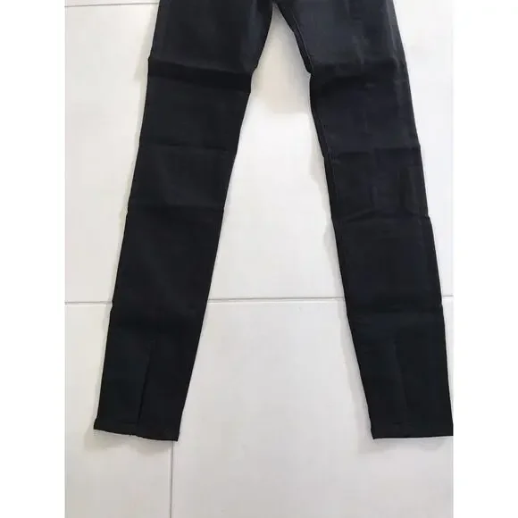 Frame Le Skinny de Jeanne Stretch Slit Front Denim Jeans Film Noir - Picture 7 of 11